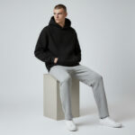 Regular Fit Men's 360 GSM Hoodie – Black - Görsel 2