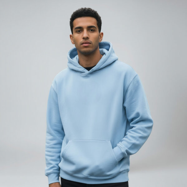 Baby Blue Long Sleeve Men's Thick Hoodie