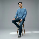 Baby Blue Crew Neck Men's Thick Sweatshirt - Görsel 2