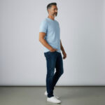 Baby Blue Crew Neck Short Sleeve Men's T shirt - Görsel 2
