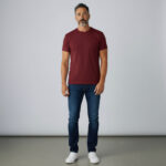 Burgundy Crew Neck Short Sleeve Men's T shirt