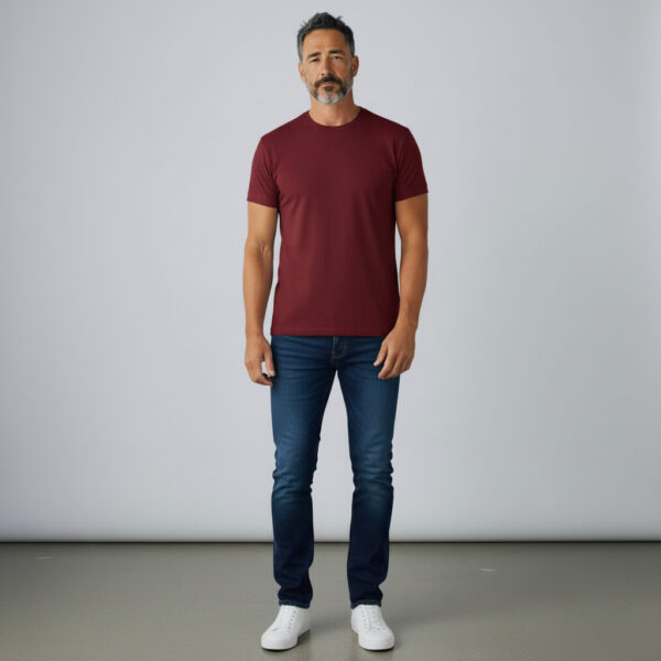 Burgundy Crew Neck Short Sleeve Men's T shirt