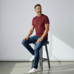 Burgundy Crew Neck Short Sleeve Men's T shirt - Görsel 2