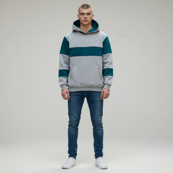 Gray Green Mix  Long Sleeve Men's Thick Hoodie