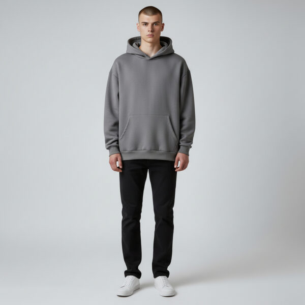 Gray Long Sleeve Men's Thick Hoodie