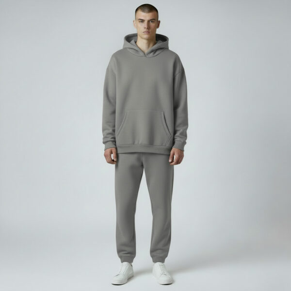 Gray Standard Fit Men's Thick Sweatpants And Hoodie Sweatshirts