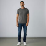 Gray Crew Neck Short Sleeve Men's T shirt