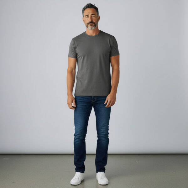 Gray Crew Neck Short Sleeve Men's T shirt