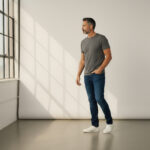 Gray Crew Neck Short Sleeve Men's T shirt - Görsel 2
