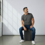 Gray Crew Neck Short Sleeve Men's T shirt - Görsel 3