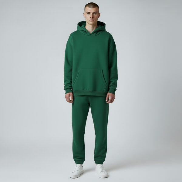 Green Standard Fit Men's Thick Sweatpants And Hoodie Sweatshirts