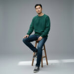 Green Crew Neck Men's Thick Sweatshirt - Görsel 3