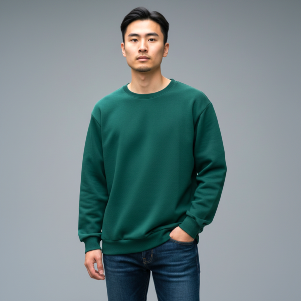 Green Crew Neck Men's Thick Sweatshirt