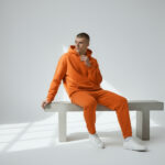 Orange Standard Fit Men's Thick Sweatpants And Hoodie Sweatshirts - Görsel 3