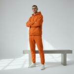 Orange Standard Fit Men's Thick Sweatpants And Hoodie Sweatshirts - Görsel 2