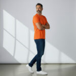 Orange Crew Neck Short Sleeve Men's T shirt - Görsel 2