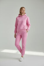 Pink Standard Fit Men's Thick Sweatpants And Hoodie Sweatshirts - Görsel 4