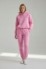 Pink Standard Fit Men's Thick Sweatpants And Hoodie Sweatshirts