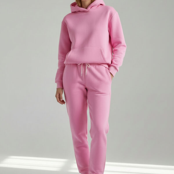 Pink Standard Fit Men's Thick Sweatpants And Hoodie Sweatshirts