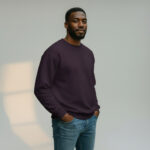 Purple Crew Neck Men's Thick Sweatshirt - Görsel 3