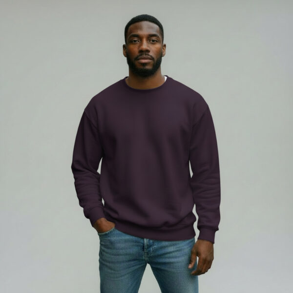 Purple Crew Neck Men's Thick Sweatshirt