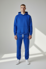 Sax Blue Standard Fit Men's Thick Sweatpants And Hoodie Sweatshirts