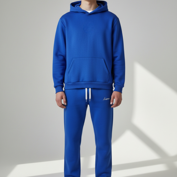 Sax Blue Standard Fit Men's Thick Sweatpants And Hoodie Sweatshirts