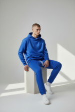 Sax Blue Standard Fit Men's Thick Sweatpants And Hoodie Sweatshirts - Görsel 2