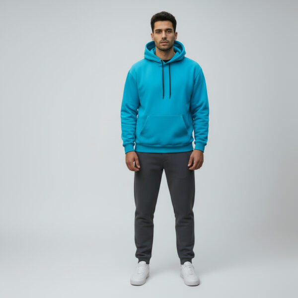 Turquoise Long Sleeve Men's Thick Hoodie
