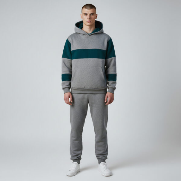 Gray Green Mix  Standard Fit Men's Thick Sweatpants And Hoodie Sweatshirts