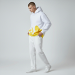 White Yellow Mix  Standard Fit Men's Thick Sweatpants And Hoodie Sweatshirts - Görsel 3