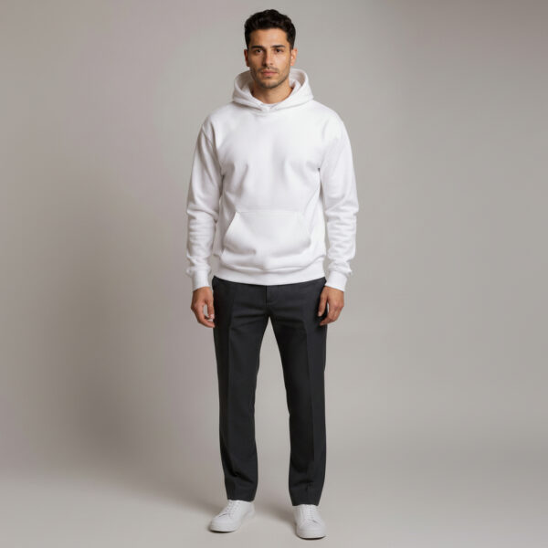 White Long Sleeve Men's Thick Hoodie