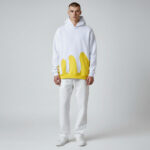 White Yellow Mix  Standard Fit Men's Thick Sweatpants And Hoodie Sweatshirts