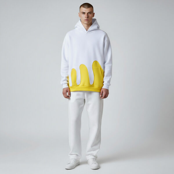 White Yellow Mix  Standard Fit Men's Thick Sweatpants And Hoodie Sweatshirts
