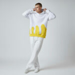 White Yellow Mix  Standard Fit Men's Thick Sweatpants And Hoodie Sweatshirts - Görsel 2