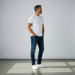 White Crew Neck Short Sleeve Men's T shirt - Görsel 2