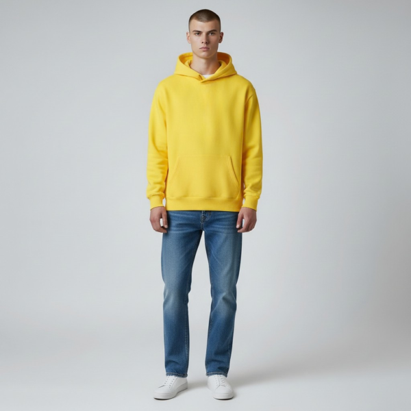 Yellow Long Sleeve Men's Thick Hoodie
