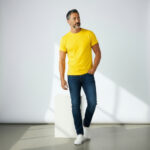 Yellow Crew Neck Short Sleeve Men's T shirt - Görsel 2