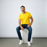Yellow Crew Neck Short Sleeve Men's T shirt - Görsel 3