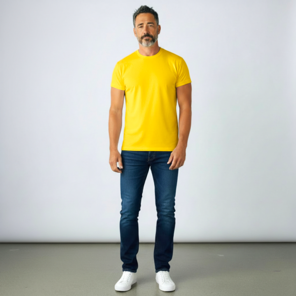 Yellow Crew Neck Short Sleeve Men's T shirt