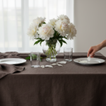 Premium Linen Tablecloth   Espresso Brown