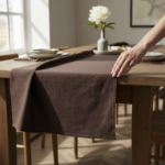 Premium Linen Tablecloth   Espresso Brown - Görsel 3